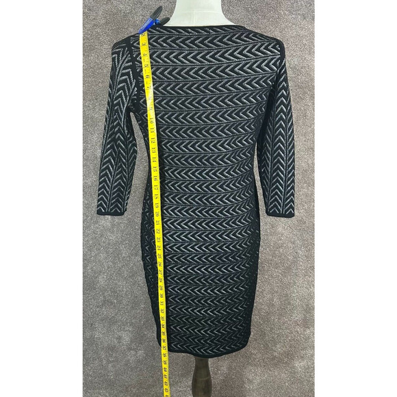 Calvin Klein Dress Large Knee Length Black Chevron Bodycon Sweater Pullover - Picture 5 of 9